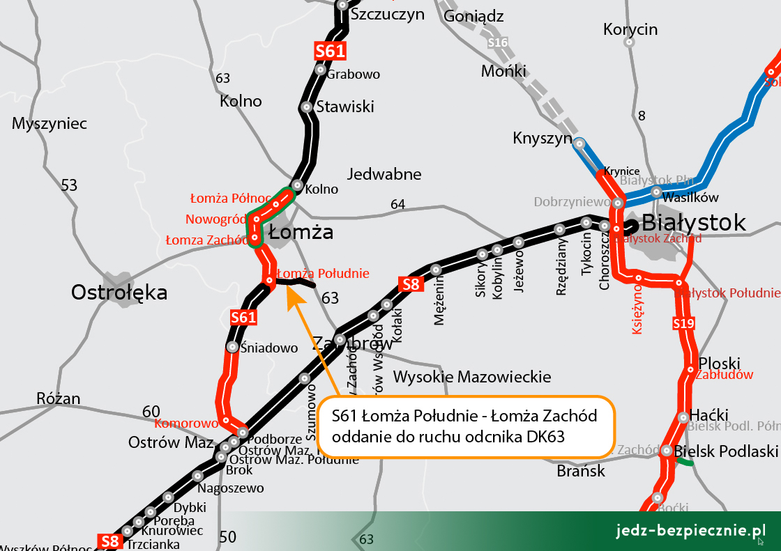 Polskie drogi - nowy odcinek DK63 omija Łomżę